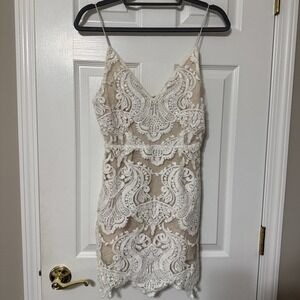 White Lace Crochet Boho Chic Dress